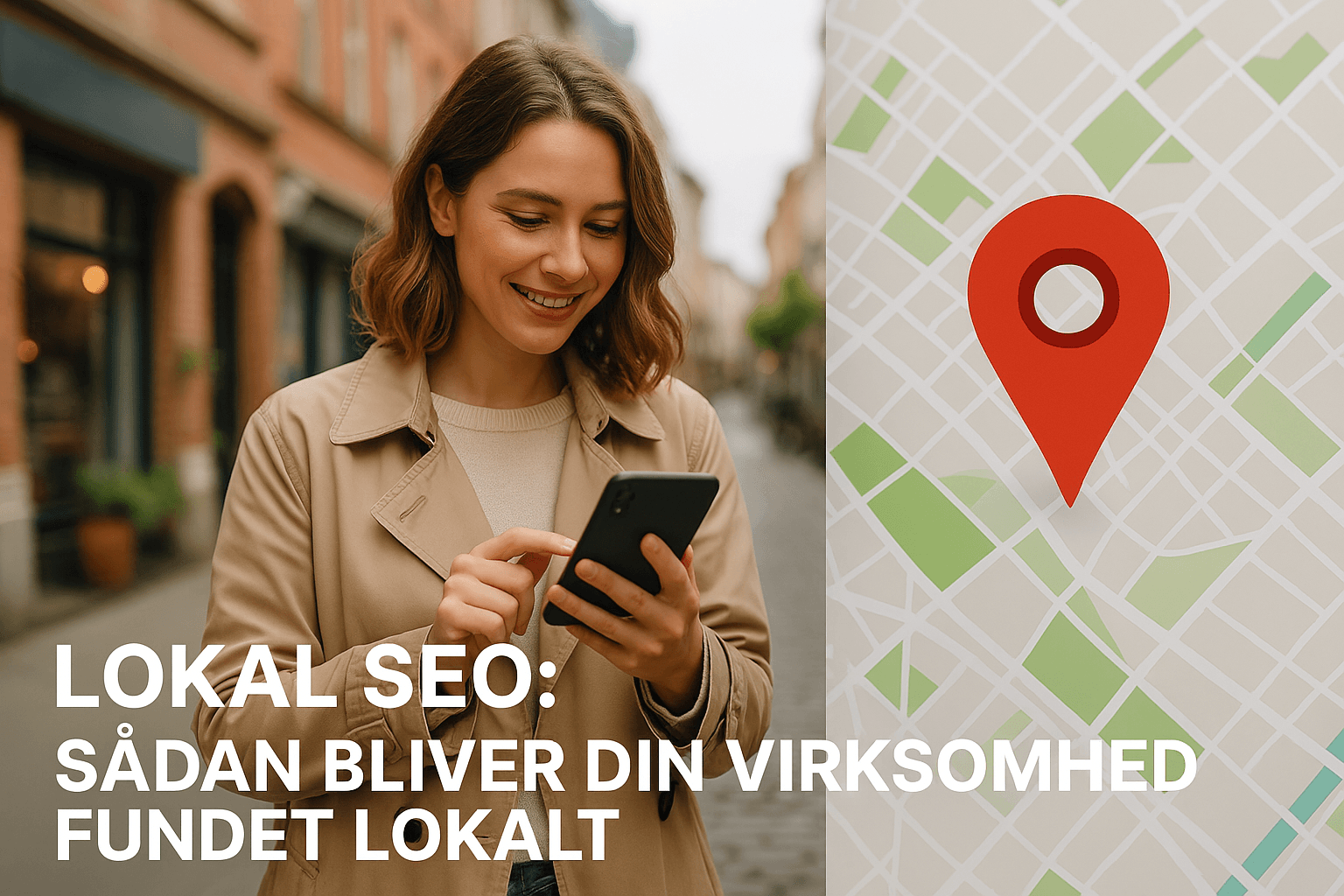 Karta med lokala sökresultat och en företagsprofil på Google